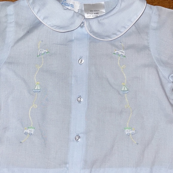 Two piece embroidery baby blue with white trim.Heirloom, portrait, classic - Picture 10 of 13